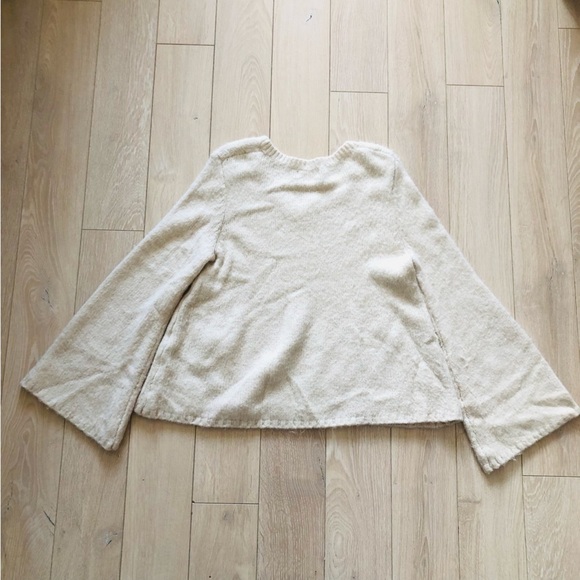 Oak + Fort Wool Blend Bell Sleeve Sweater in Cream - Picture 3 of 10
